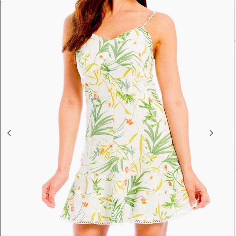 A loves a floral tropical linen‎ blend sun dress​​​​​​​